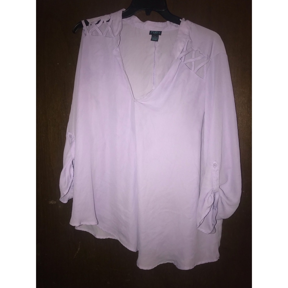 lavender dress shirt with a designed shoulder
